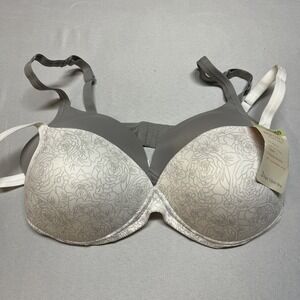Warners Elements of Bliss WIRELESS LIFT BRA White Floral & Gray 2 Pack 38B
